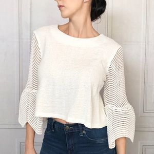 White Bell Sleeve Cropped Blouse NWOT
